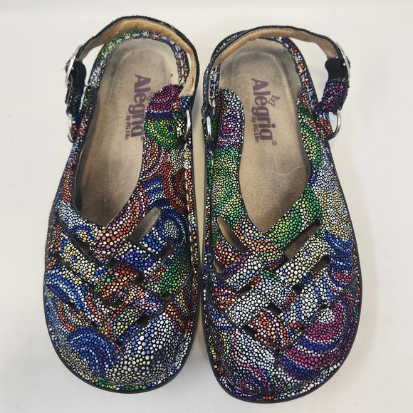 Alegria Freesia Rainbow Mosaic Mule Clog Slingback Shoes Size 38 US 8 Comfort - Picture 2 of 8
